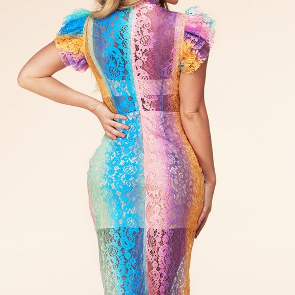 NWT - Pastel Ombre Midi Lace Dress - Picture 6 of 7